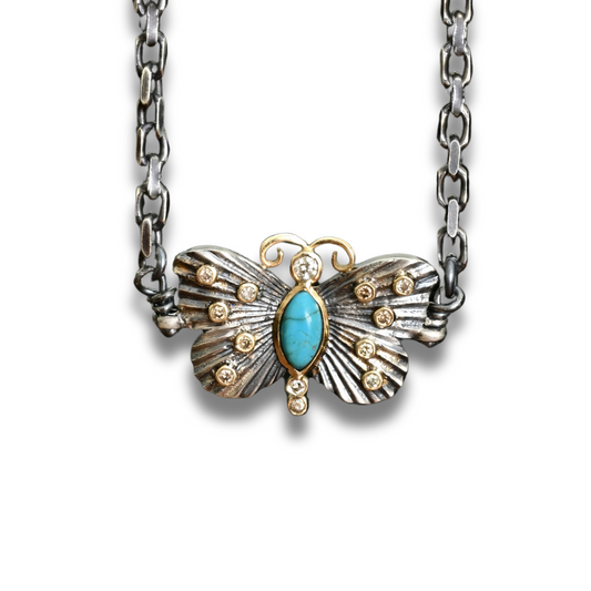 Turquoise Butterfly Link Necklace