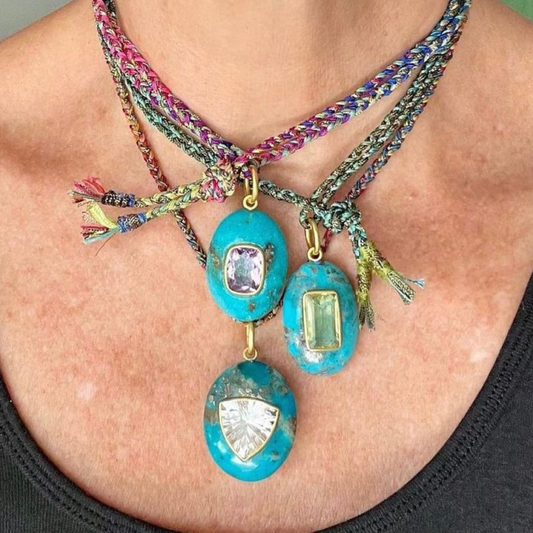 Turquoise and Quartz Pendant Necklace