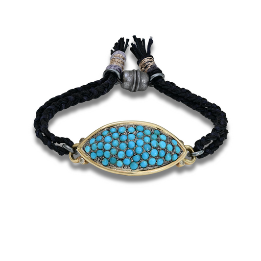 Turquoise Pave Spell Link Bracelet