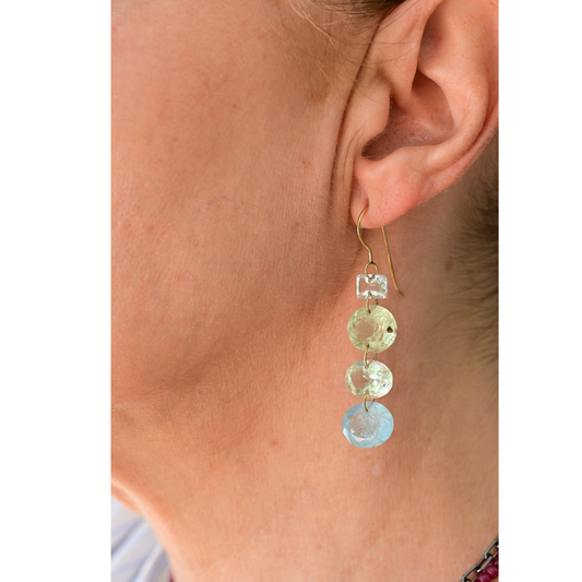 Aquamarine and 10K Gold Earrings