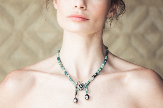 Green Tourmaline Crab Necklace