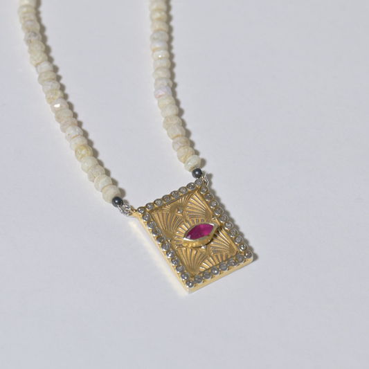 Ruby Tag Necklace