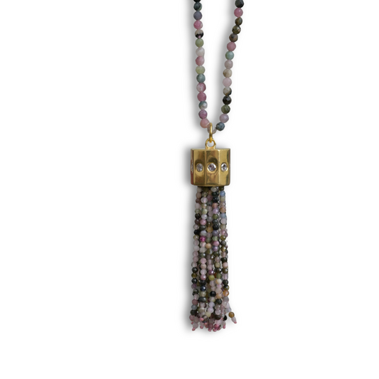 Mixed Tourmaline Tassel Necklace