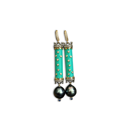 Chrysoprase and Pearl Earrings