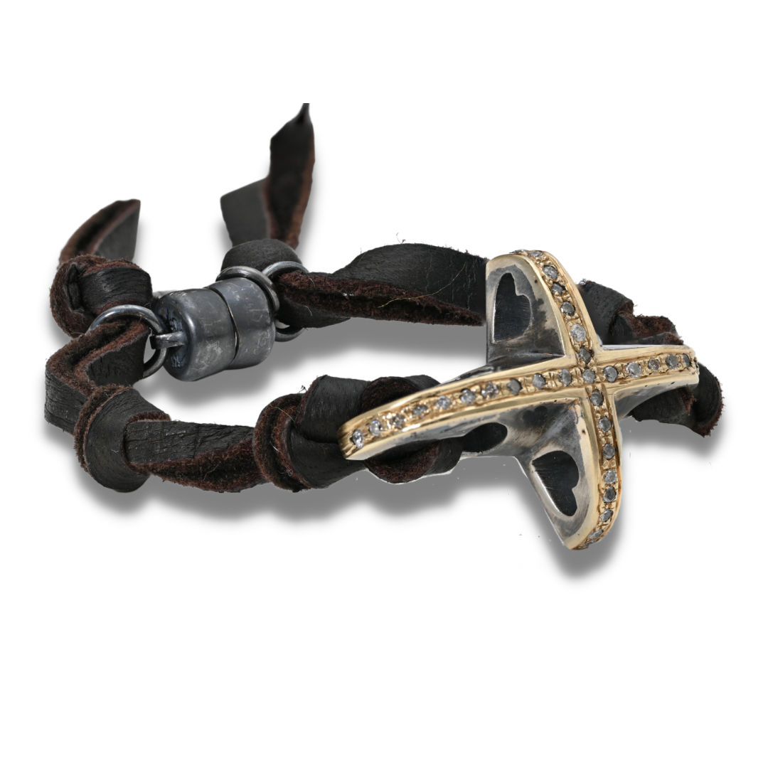 Leather sales cross bracelets