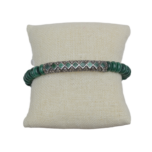 Emerald Bar and Malachite Bracelet