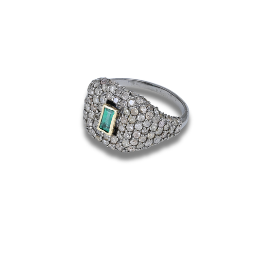 Diamond and Emerald Pinky Ring