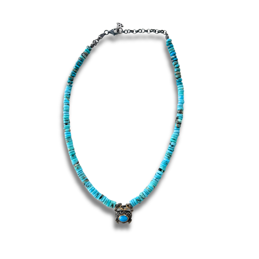 Turquoise Bead and Mini Crab Necklace