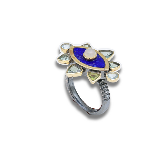 Lapis and Opal Mini Evil Eye Ring