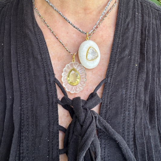 Crystal Quartz and Lemon Quartz Pendant