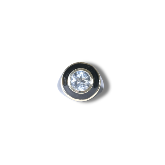Enamel White Topaz Ring