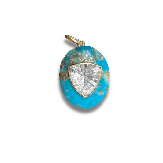 Turquoise and Quartz Pendant Necklace