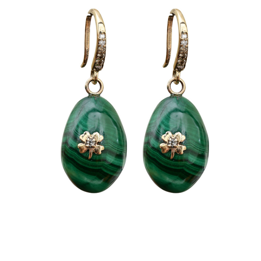 Malachite and Gold Earrings