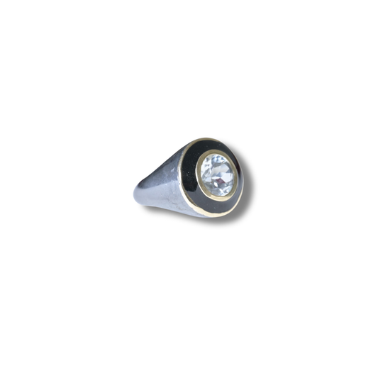 Enamel White Topaz Ring