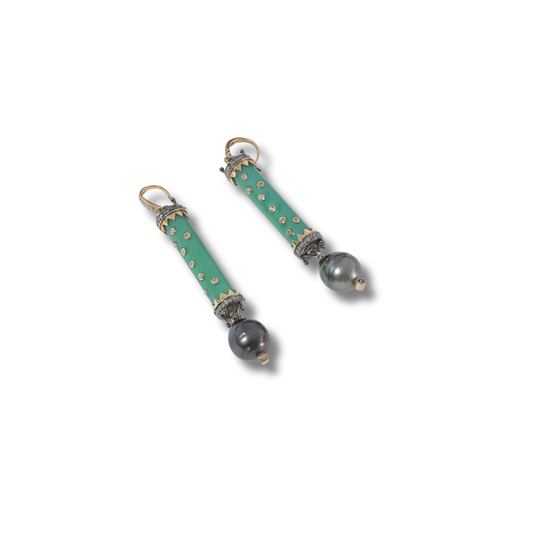 Chrysoprase and Pearl Earrings