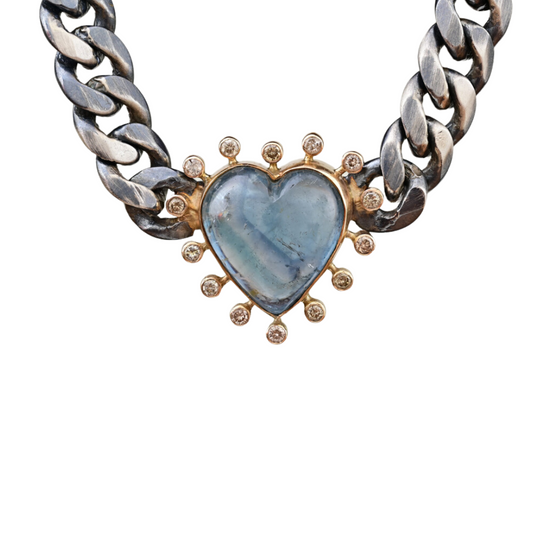 Blue Tourmaline Heart Necklace