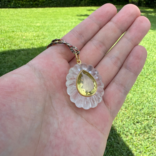 Crystal Quartz and Lemon Quartz Pendant