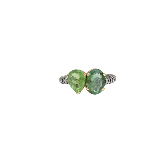 Bright Green Drop Tourmaline Ring
