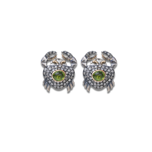 Crab Earring Green Tourmaline