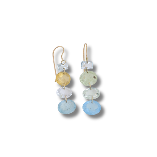 Aquamarine and 10K Gold Earrings