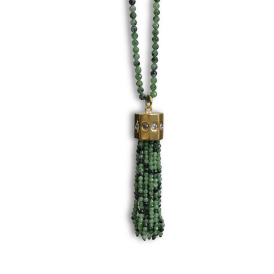 Ruby Zoisite Tassle Necklace