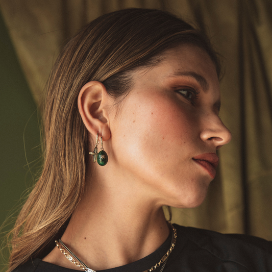 Malachite and Gold Earrings