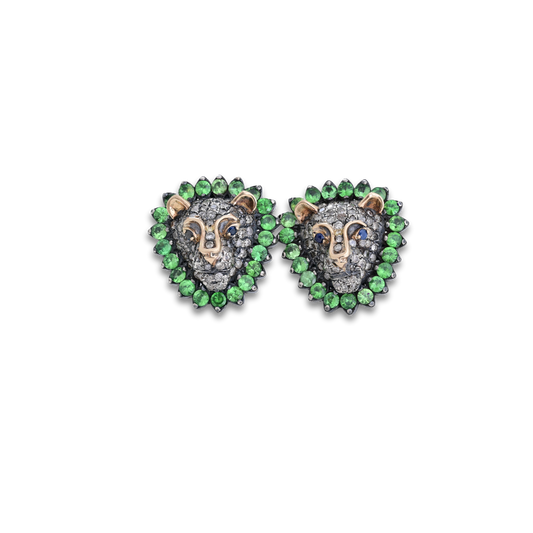 Tsavorite Lion Earrings