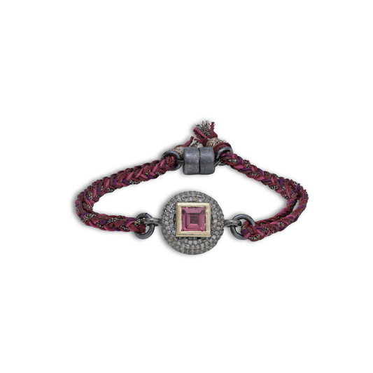 Pink Tourmaline Bracelet with Pave Diamonds
