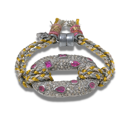 Ruby and Rose-Cut Diamond Link Bracelet