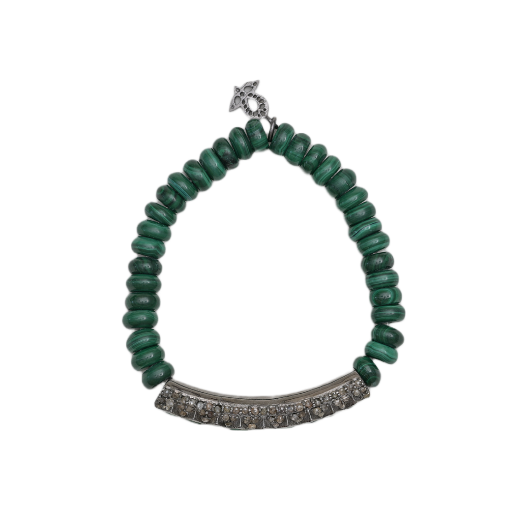 Emerald Bar and Malachite Bracelet