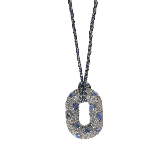 Sapphire and Rose-Cut Diamond Link Necklace